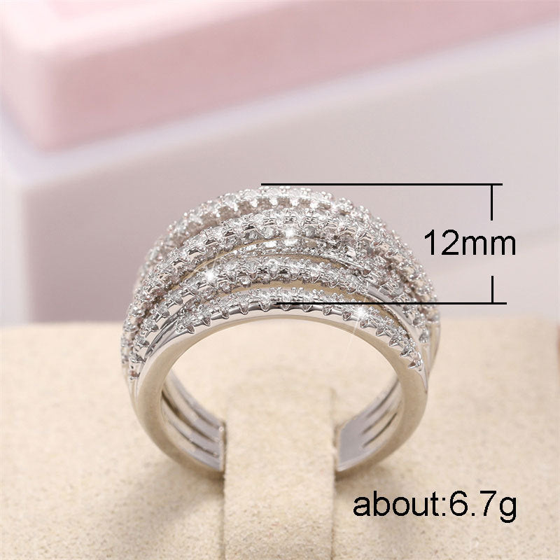 Geometric Zircon Copper Ring For Men And Women Hip Hop Modern Statement Jewelry Line Design Zircon Accents Gem