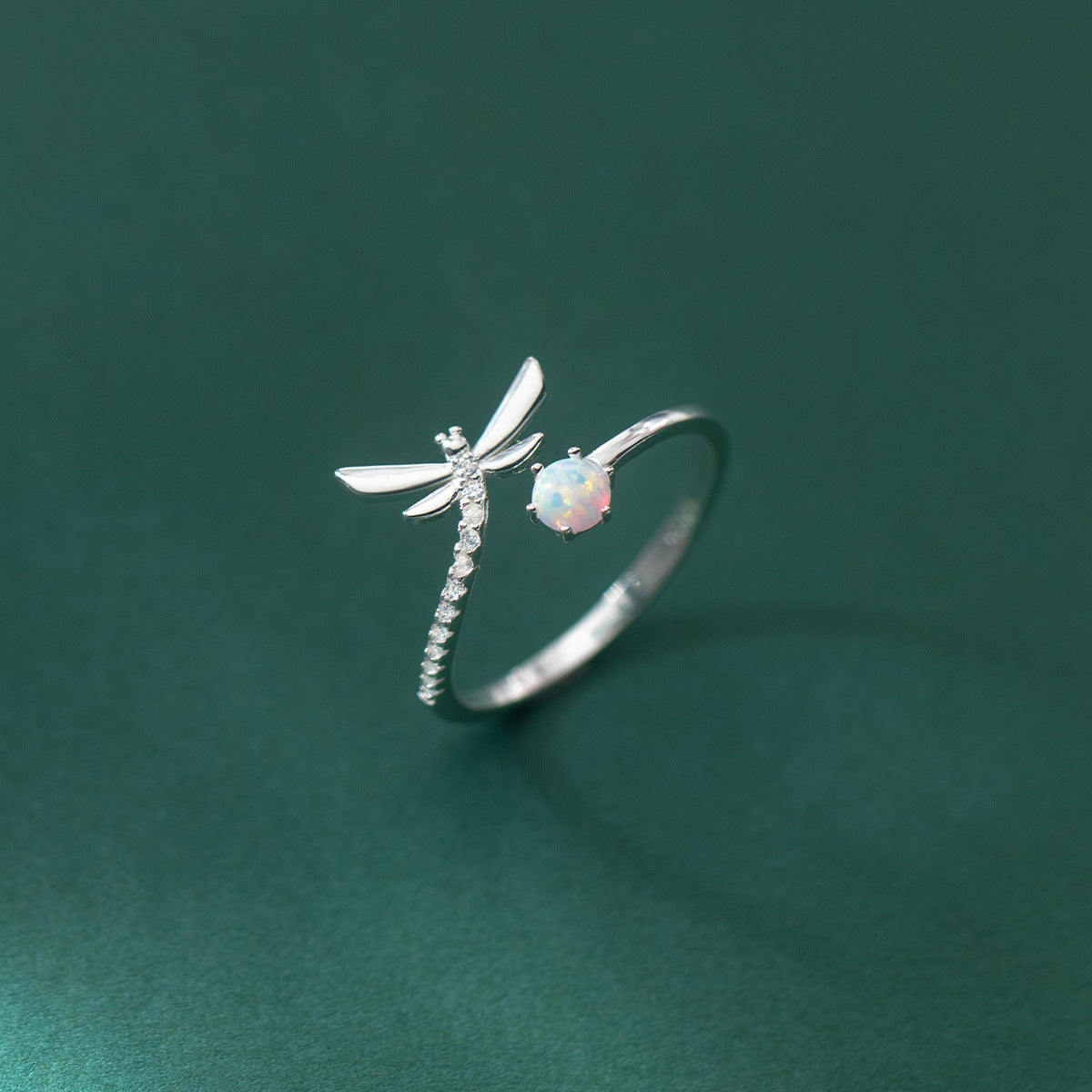 Womens 925 Sterling Silver Dragonfly Ring Adjustable Open Ring With Cute Opal Inlay Design Silver Or Gold Ring
