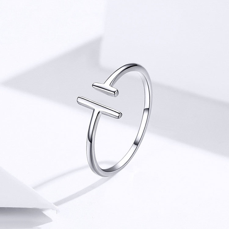 Ring S925 Sterling Silver White Gold Plated Banding Elegant Fashionable Lightweight Parallel Lines Design Ring