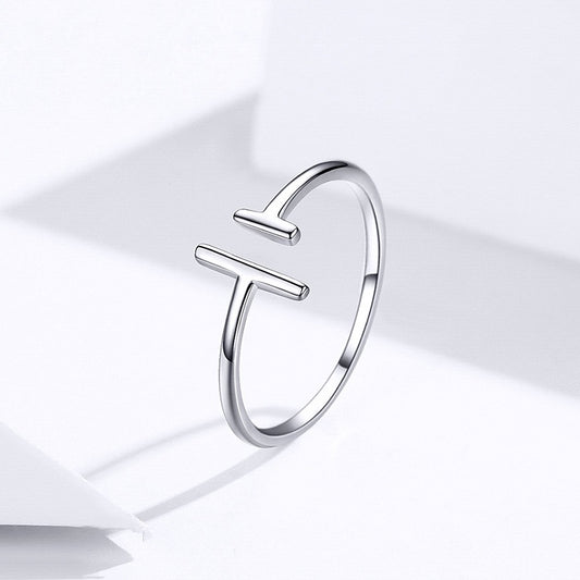 Ring S925 Sterling Silver White Gold Plated Banding Elegant Fashionable Lightweight Parallel Lines Design Ring