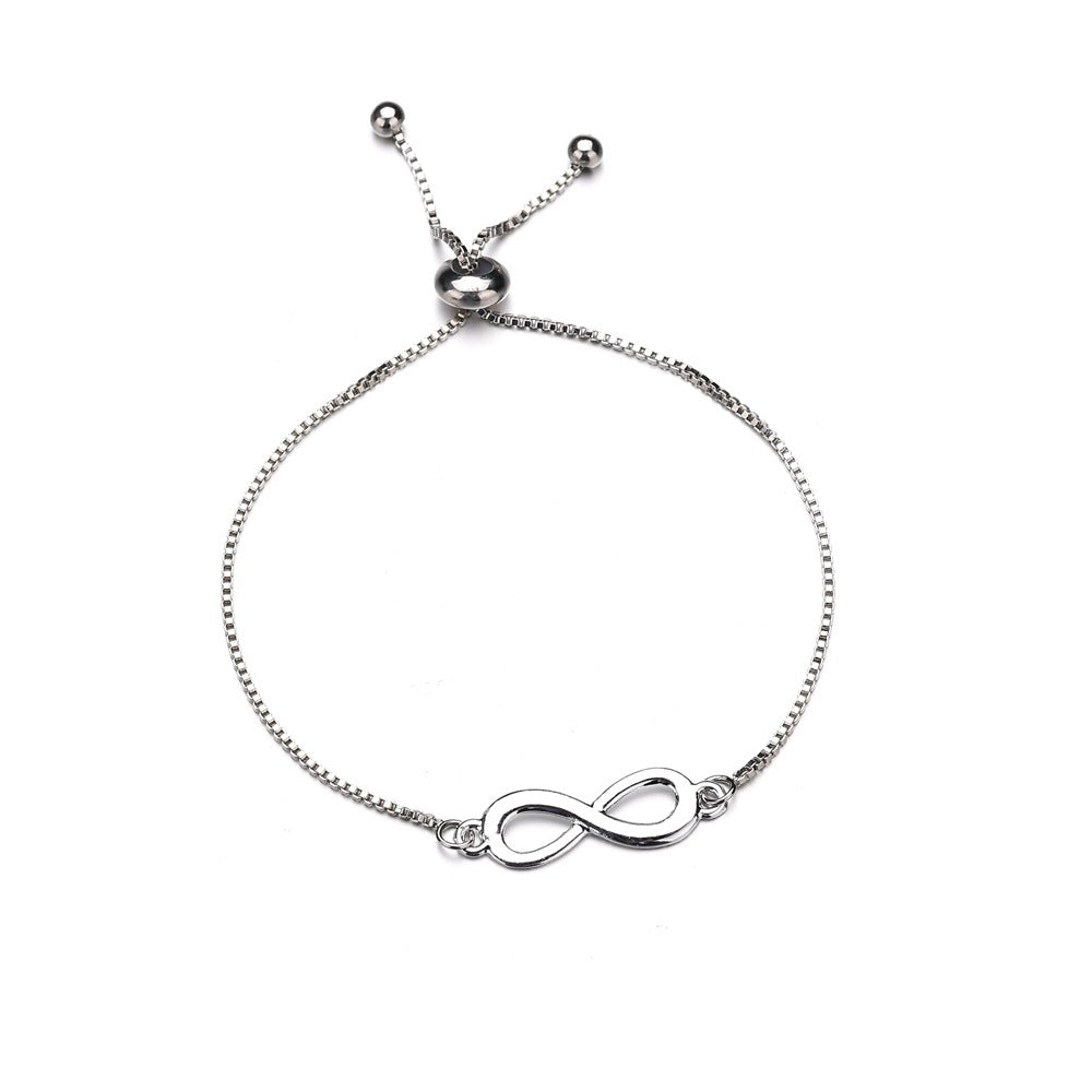 Womens Electroplated Metal Bracelet Letter Number Text Design SilverTone Bangle Jewelry Fashionable Eight Word