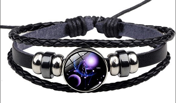 Couples Woven Leather Bracelet Vintage Constellation Design Zodiac Gift For Anniversary Travel Keepsake Gift Box Ready