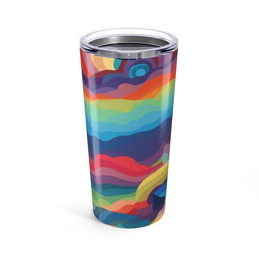 20 Oz Stainless Steel Tumbler With Printed Design Double Wall Vacuum Insulation Spill Resistant Hot Cold Coffee Cup