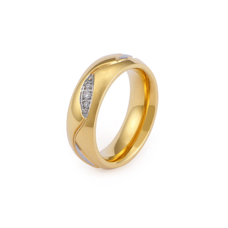 Couple Rings Titanium Steel 18K Gold Plated Wedding Band Promise Ring Durable Elegant High Quality Jewelry for Men Women