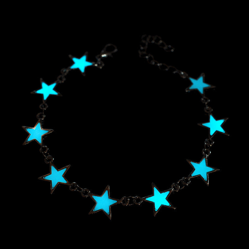 Glow Luminous Alloy Bracelet With Stars And Peach Blossoms For Women And Girls European And American Style Art