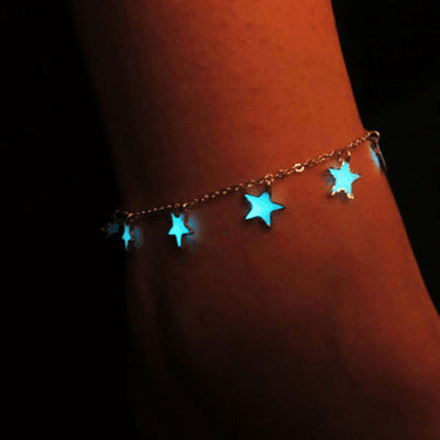 Glow Luminous Alloy Bracelet With Stars And Peach Blossoms For Women And Girls European And American Style Art