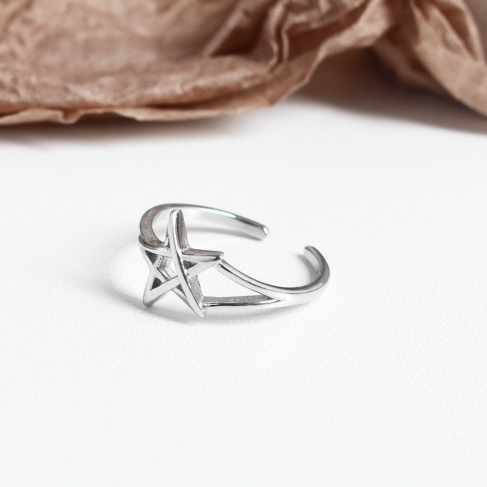 Women Star Ring S925 Sterling Silver Electroplated Star Ring For Women Girls Trendy Jewelry Gift For Her Style