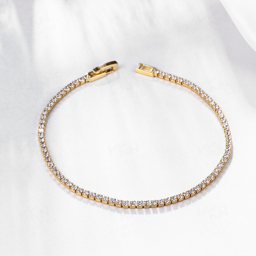 Womens Geometric Chain Bracelet Zircon Inlaid Design Alloy Metal Copper Plated Rose Gold Silver Champagne Gold