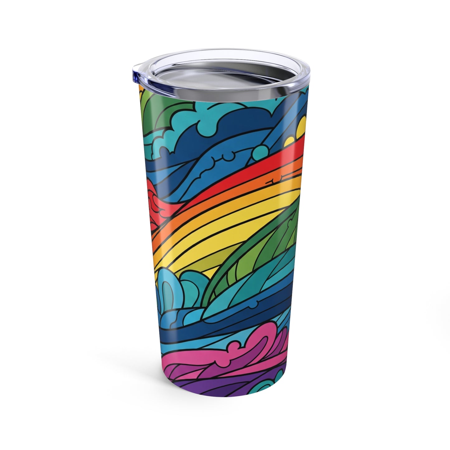 20 Oz Stainless Steel Tumbler Double Wall Vacuum Insulation Spill Resistant Printed Design For Hot And Cold Drinks