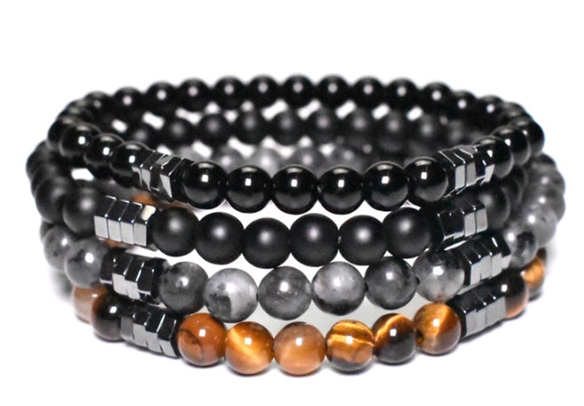 Couple Bracelets Set Natural Agate Tiger Eye Stone Charm Lightweight Bracelets Valentines Day Birthday Gift Now