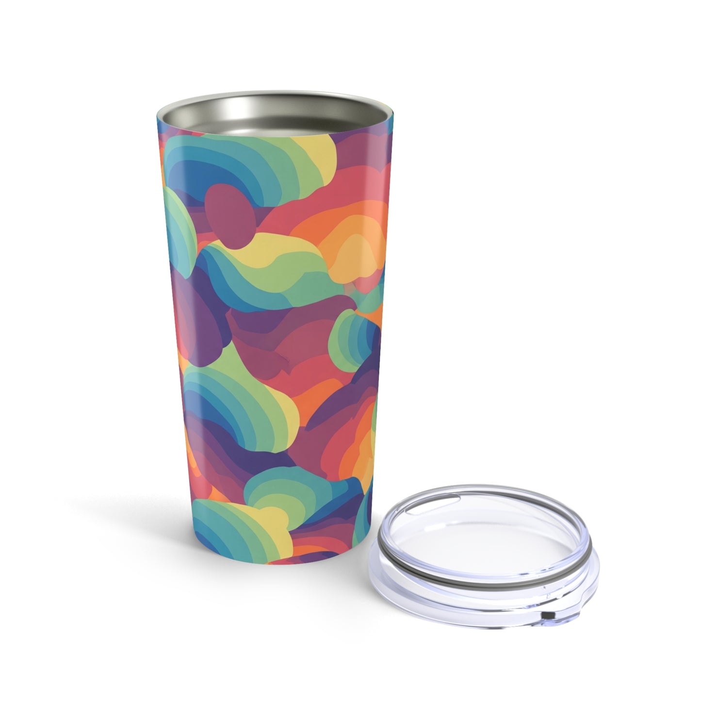 20 Oz Stainless Steel Tumbler With Printed Artwork Double Wall Vacuum Insulation Spill Resistant Hot Cold Beverages