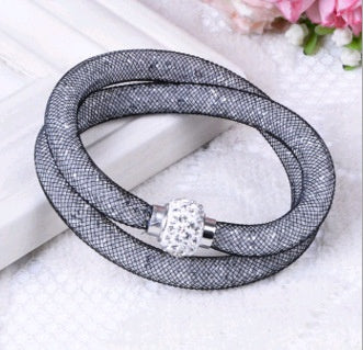 Womens Crystal Mesh Bracelet Sparkling Diamond Cut Alloy Bracelet Elegant Fashionable Jewelry Bracelet Special