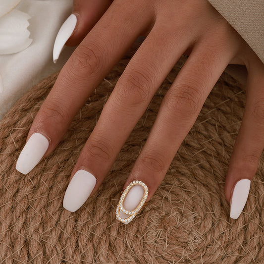 Womens Open Nail Rings Geometric Rings Diamond Embedded Copper Rings Electroplated Round Rings And Oval Rings For Women