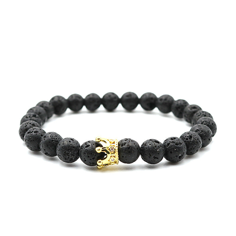 Unisex Natural Stone Bracelet Crown Beaded Jewelry for Radiation Protection European Style Fashion Accessory Trend