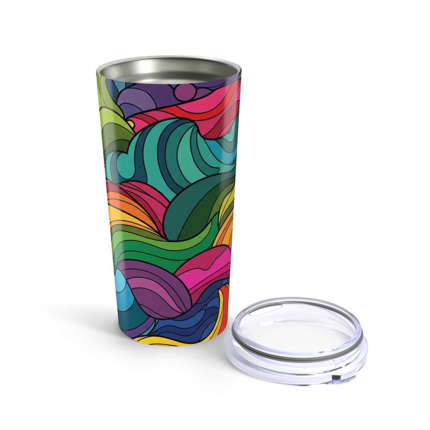 20oz Stainless Steel Tumbler With Printed Design Double Wall Vacuum Insulated Leak Proof Travel Mug For Beverages
