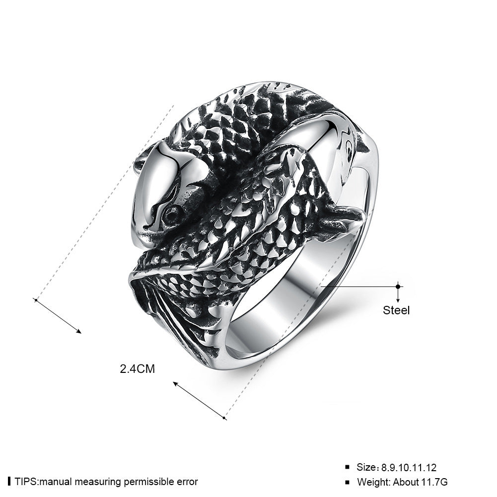 Men's Stainless Steel Double Fish Ring Wedding Birthday Gift Idea Anniversary Present Employee Benefits Awards Commemoration Advertising Promotion Jewelry