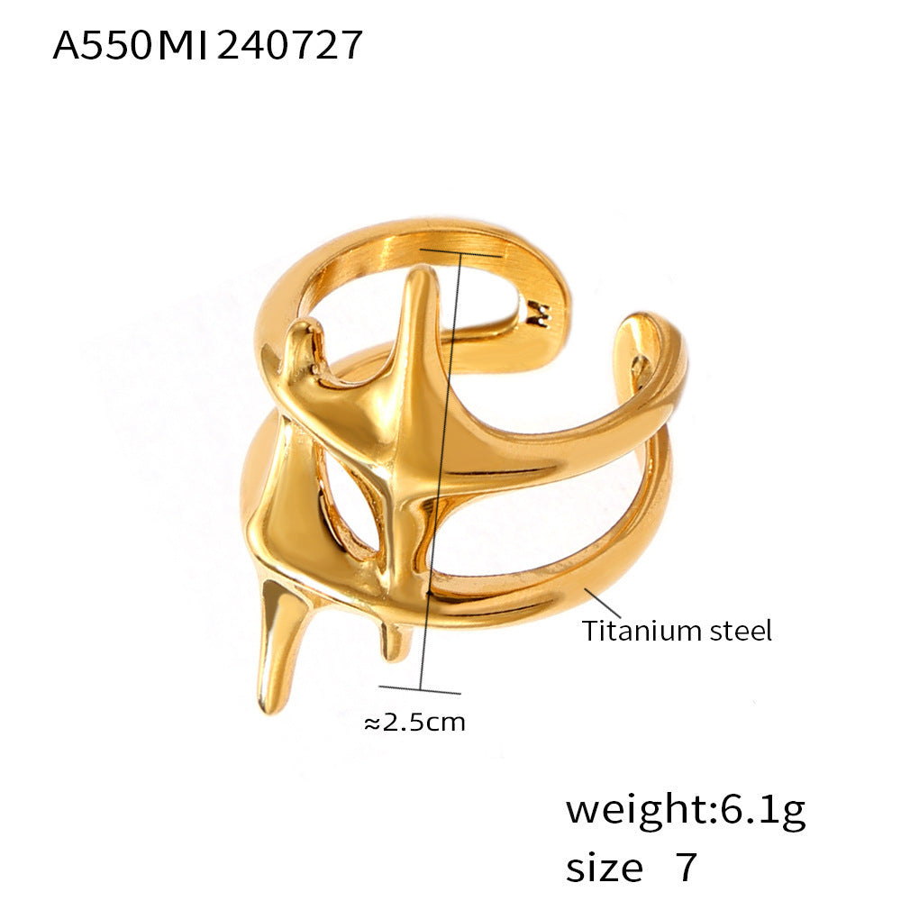 Titanium Steel Ring Cross Star Geometric Electroplated Unisex Modern Fashion Accessory for Men Women Solid Ring