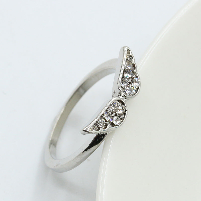 Womens Bow Ring Diamond Angel Wing Jewelry Accessory