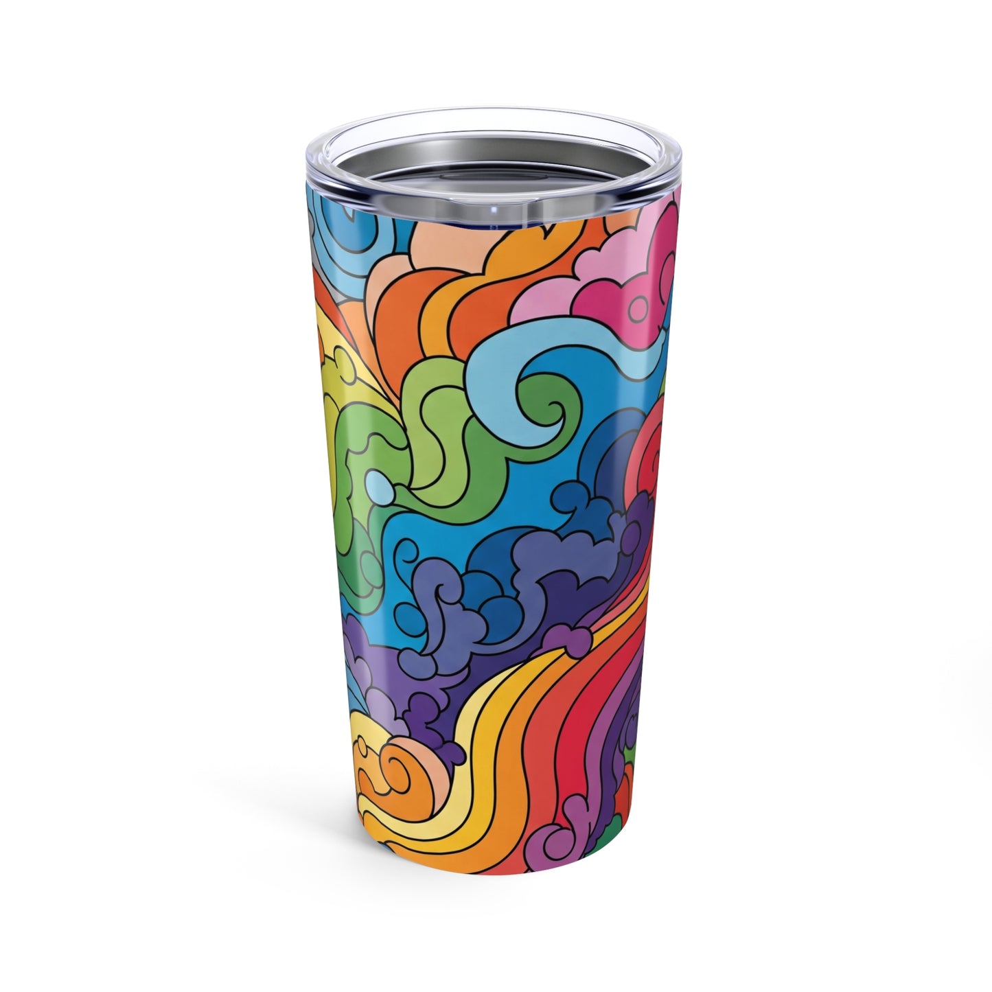 20 Oz Printed Metal Travel Mug Vacuum Insulated Double Wall Spill Resistant Hot Cold Beverage Cup With Lid Durable