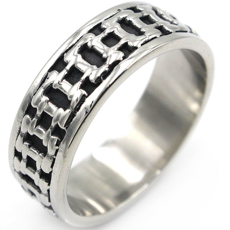 Vintage Mesh Woven Titanium Steel Ring For Men Skull Pattern Unisex 8mm Band Durable Everyday Wear Style Today
