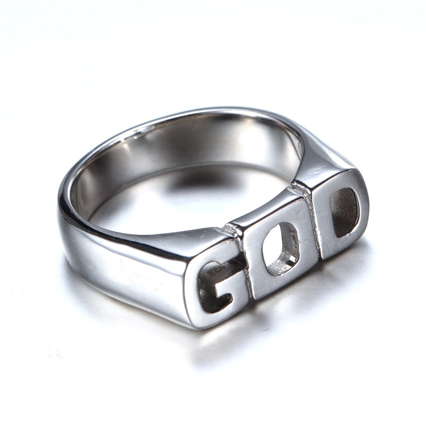 Mens Stainless Steel Ring With English Letters And Geometric Design Fashion Jewelry Gift For Him Statement Accessory