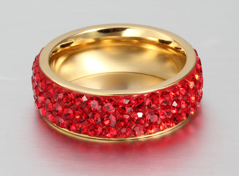 Titanium Steel Diamond Ring for Women Gems Baffle Setting Wedding Band Chic Fashion Jewelry for Everyday Wear