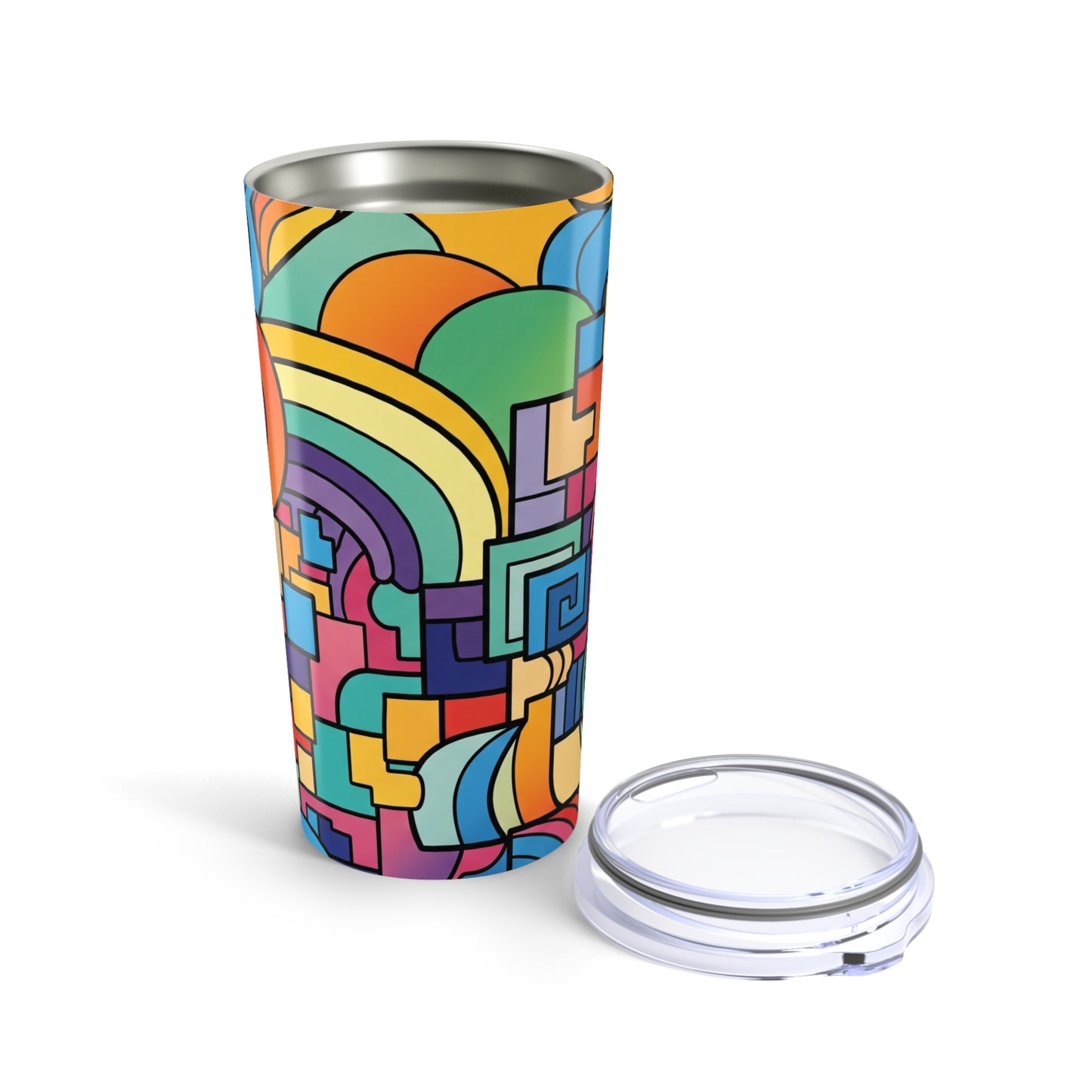 20Oz Stainless Steel Travel Mug With Double Wall Vacuum Insulation Spill Resistant Printed Design For Hot Or Cold