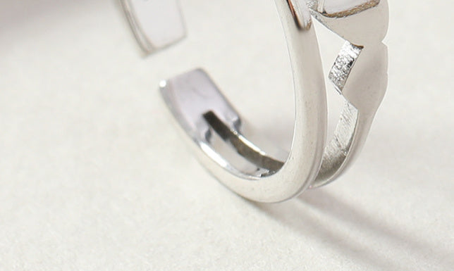 Couples Heart Ring Geometric Open End Stainless Steel Ring