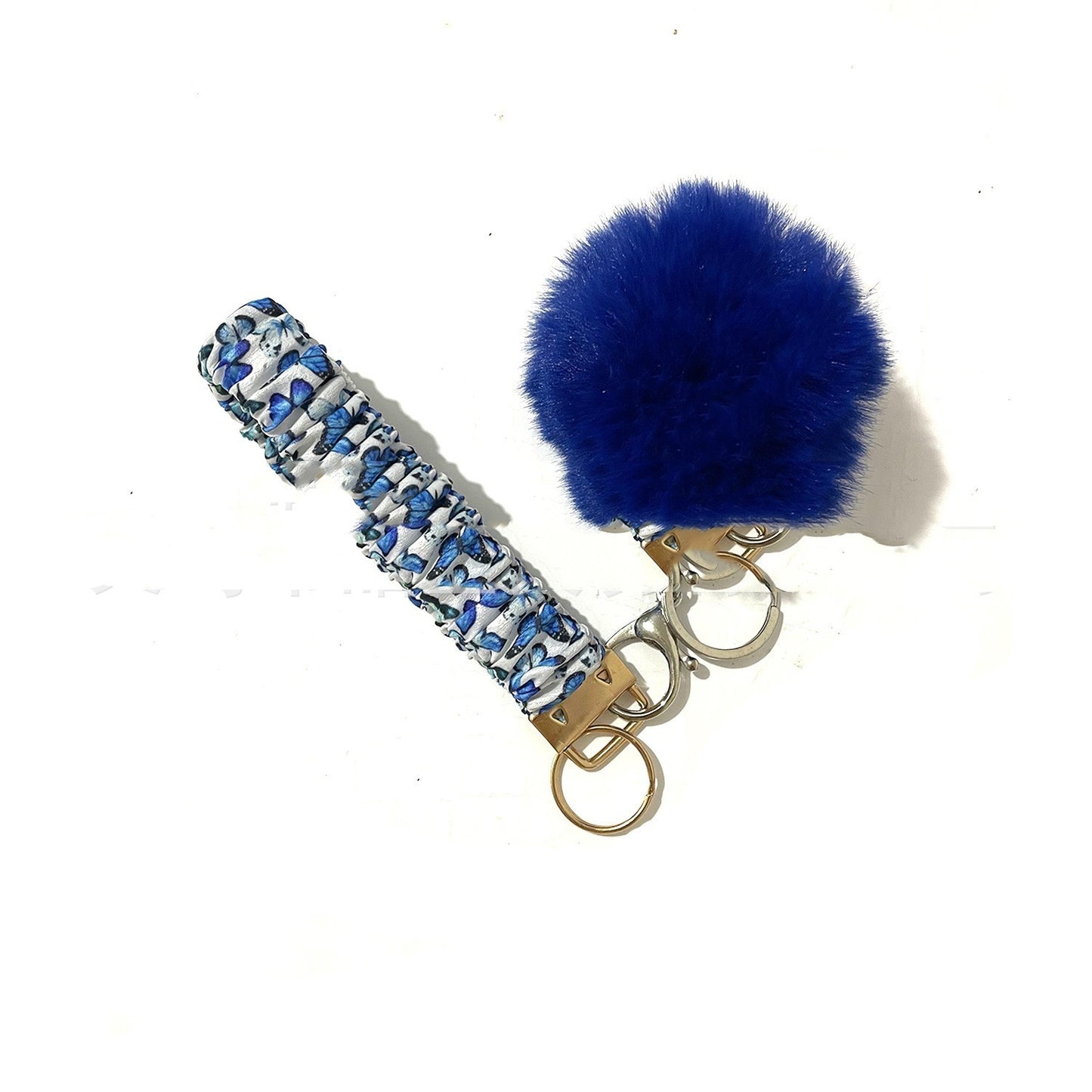 Metal Keychain Wrist Strap with Hair Ring Pink Love