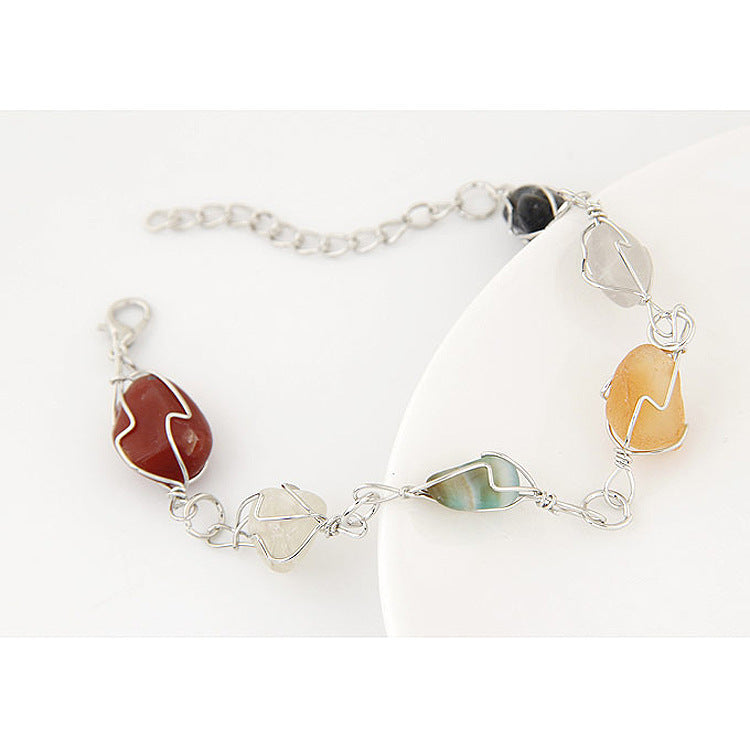 Womens Alloy Bracelet Electroplated Metallic Gravel Design Irregular Shaped Fashion Bangle For Everyday Styles