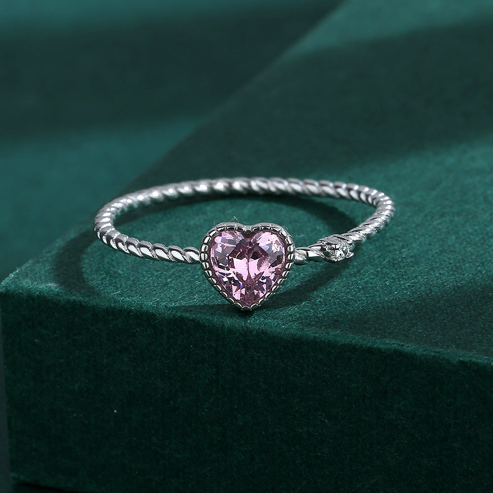 Womens 925 Silver Ring Twisted Rope Design Round Finger Ring for Women Lady Crystal Ring Elegant Jewelry Fashion Ring Gift for Her