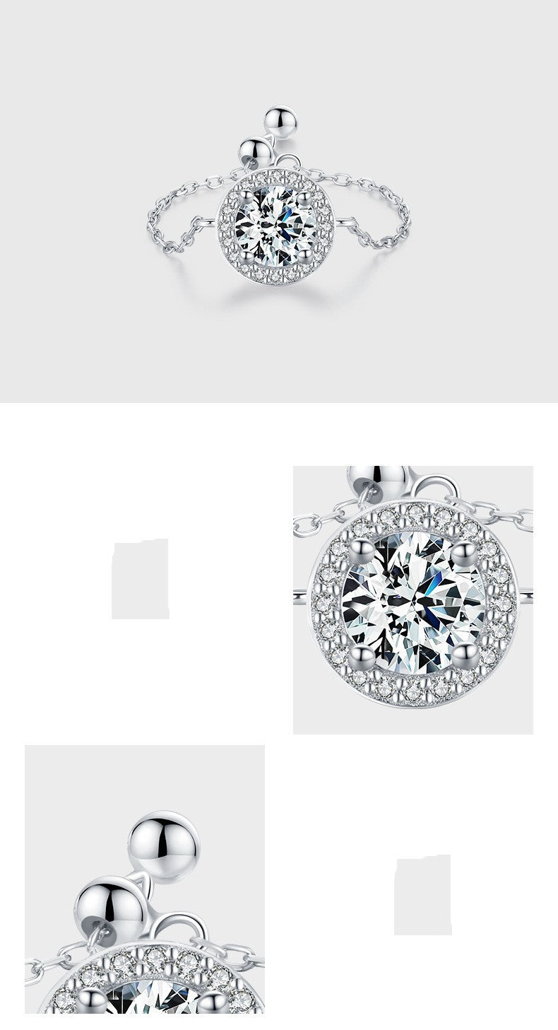 Womens Sterling Silver Ring Adjustable Inlaid Zircon Gemstone Ring Geometric Tan Design Ring Jewelry Geometric