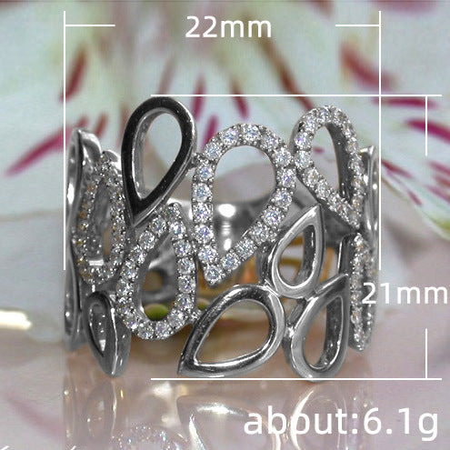 Personalized Drop Shaped Hollow Micro Setting Ring With Zircon Inlay Copper Gold Plated Size 6 7 8 9 10 Deluxe