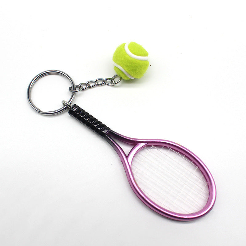 Tennis Racket Keychain Lightweight Plastic Sporty Keyring For Bags And Keys Green Lightweight Travel Accessory