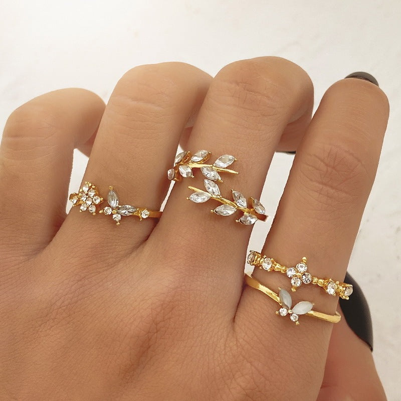 Womens Alloy Ring Set With Butterfly Moon Star Geometric Design Knuckle Rings 9 Piece Jewelry Set For Everyday Wear