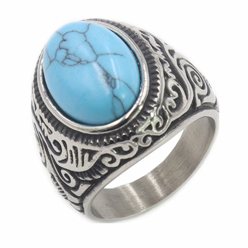 Titanium Steel Vintage Geometric Ring Unisex Size 7 8 9