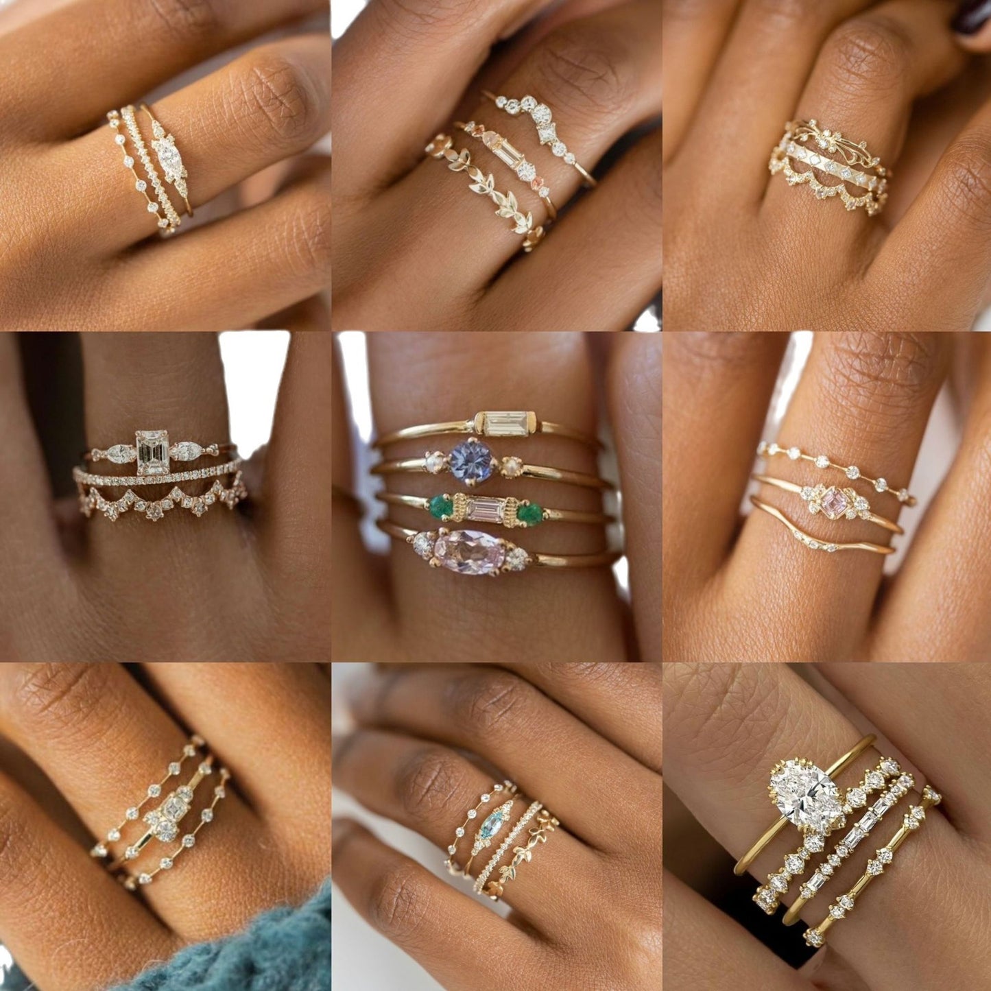 Womens Geometric Ring Set Electroplated Gold Tone Three Piece Alloy Jewelry Collection Geometric Stacking Rings