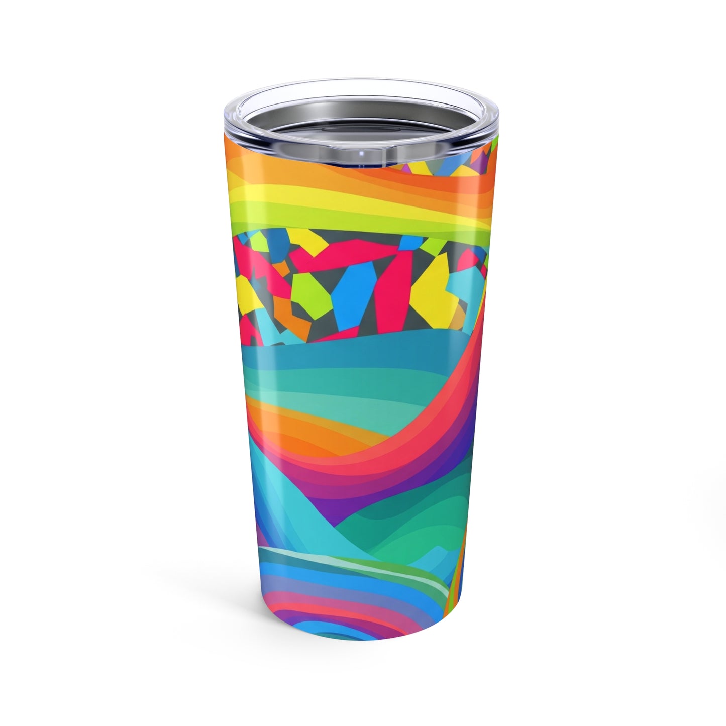 20 Ounce Stainless Steel Tumbler With Double Wall Vacuum Insulation Spill Resistant Travel Mug Printed Design All