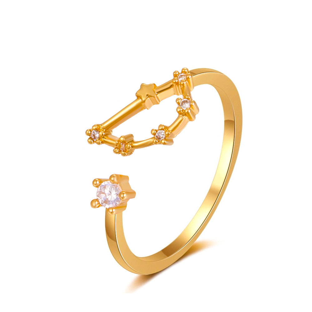 Copper Zircon Celestial Ring For Women Inlaid Constellation Astrology Jewelry Delicate Everyday Ring Gift Tips