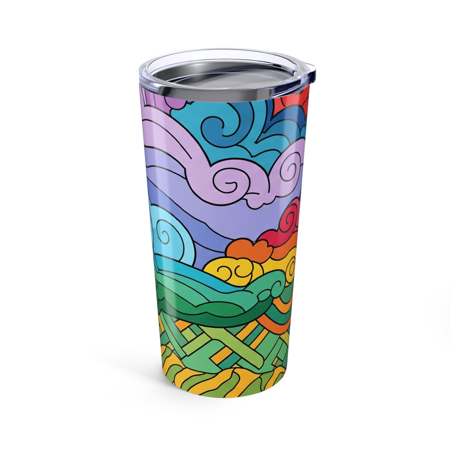 20oz Stainless Steel Printed Tumbler With Double Wall Insulation Travel Mug Spill Resistant Hot Cold Coffee Cup