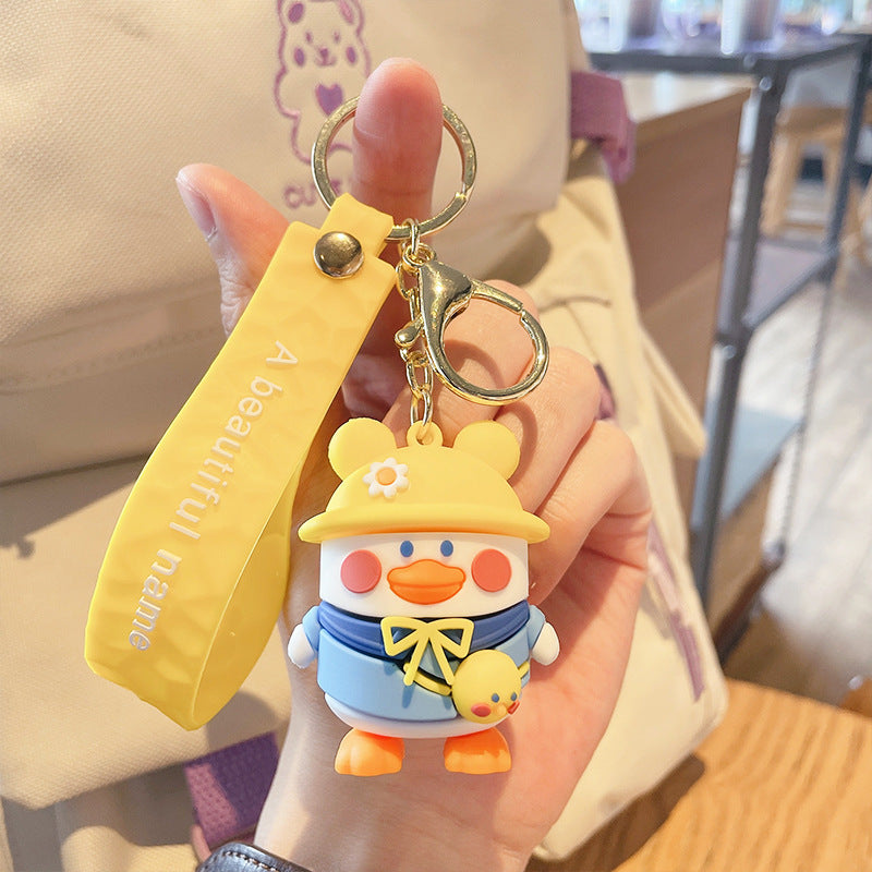 Cartoon Duck Keychain Cute Unisex PVC Pendant Drip Design Durable Plastic Key Accessory For Keys And Bags Gift