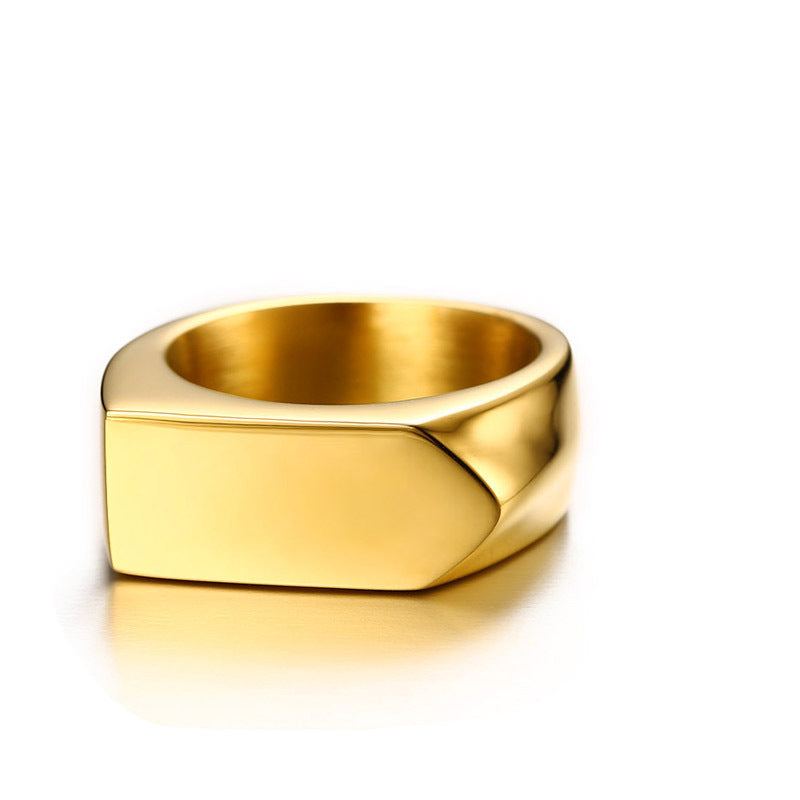 Mens Engravable Stainless Steel Ring Geometric Packaging