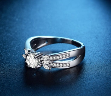 Trendy Geometric Copper Ring With Zircon Horse Eye White Gold Finish European Americana Rings For Women Jewelry