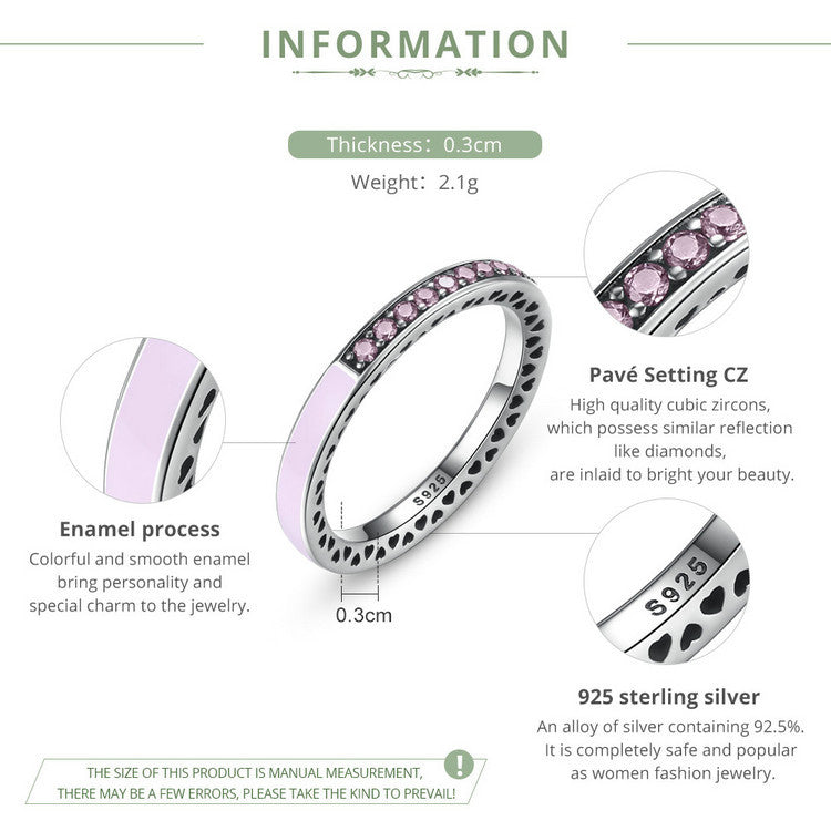 Sterling Silver Heart Ring With Enamel And Clear CZ 925 Silver Heart Shaped Ring 3mm Wide Gift For Her Sizes 6 7 8