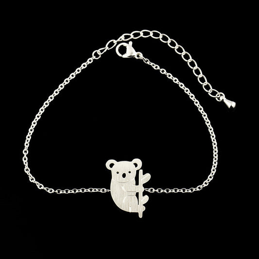 Koala Bear Pendant Bracelet For Women And Girls Titanium Steel Chain Jewelry Gift Fashionable Cute Everyday In