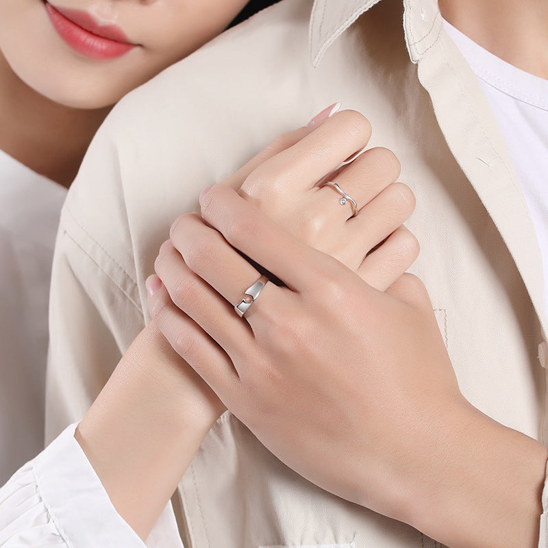 S925 Silver Zircon Ring Adjustable Opening Korean Ins Ring For Women or Men Couple Ring Platinum Plated Minimalist Ring Trendy Jewelry Gift