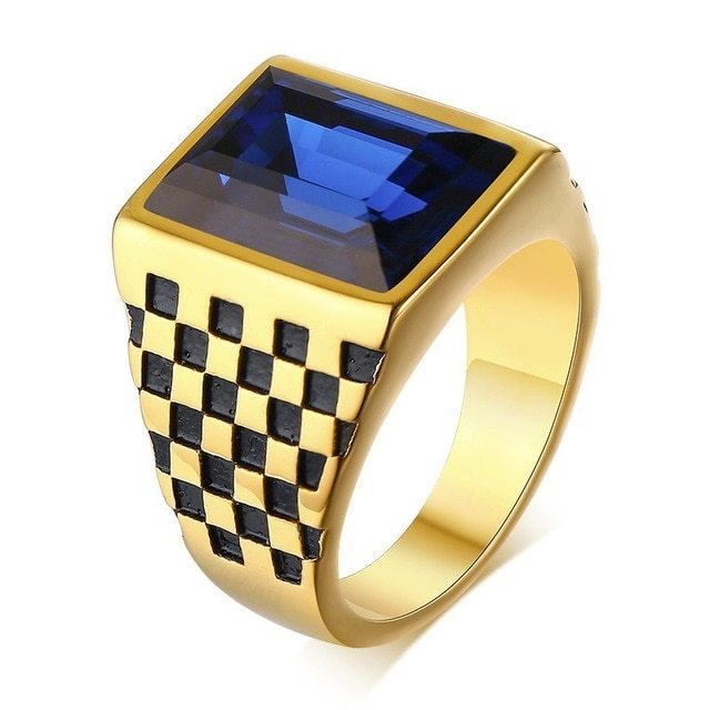 Unisex Stainless Steel Checkerboard Ring Geometric Pattern Durable Fashion Accessory For Men And Women For All