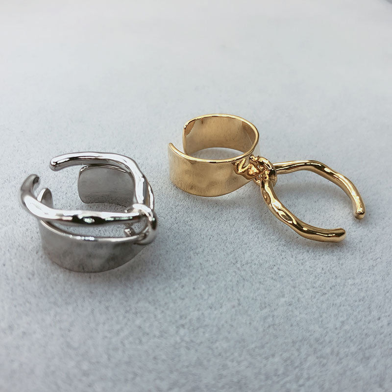 Unisex Adjustable Geometric Ring 18K Gold Plated Copper Silver Electroplating Copper For Everyday Wear Gift Us