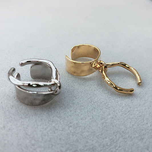 Unisex Adjustable Geometric Ring 18K Gold Plated Copper Silver Electroplating Copper For Everyday Wear Gift Us