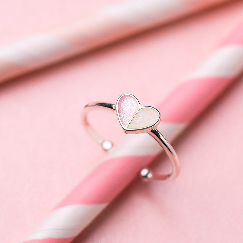 Womens 925 Sterling Silver Heart Ring Sweet Cute Design For Index Finger Red Blue Pink Ideal Everyday Wear For Women